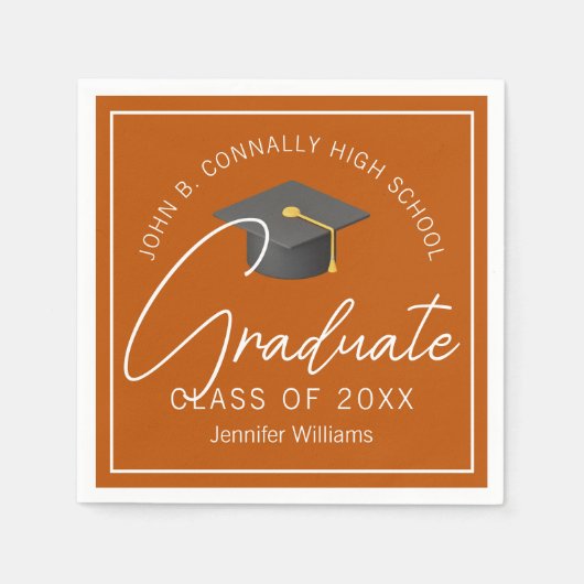 Verbrand Sinaasappel Afstuderen Custom 2025 Gradua Servet (Voorkant)