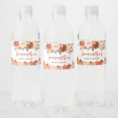 Verbrand Sinaasappel Bloemen Pompoen Baby shower Waterfles Etiket (Flessen)