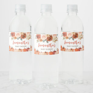 Verbrand Sinaasappel Bloemen Pompoen Baby shower Waterfles Etiket