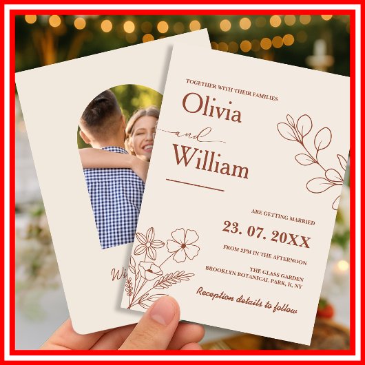 Verbrand Sinaasappel Boho bruiloft Kaart