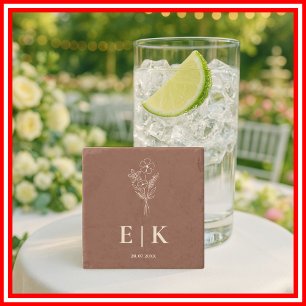 Verbrand Sinaasappel Boho Terracotta Wildflower We Stenen Onderzetter