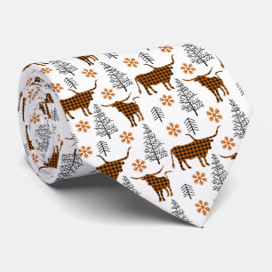Verbrand Sinaasappel Buffel Plaid Longhorn Pattern Stropdas