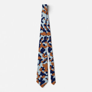 Verbrand Sinaasappel Camo in Navy Blue en Bord Blu Stropdas
