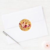 Verbrand Sinaasappel en geel Dahlia Flowers Bruilo Ronde Sticker (Envelop)