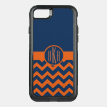  verbrand Sinaasappel en marineblauw monogram