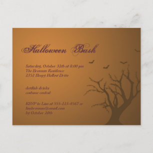 Verbrand sinaasappel enge boom Halloween feestuitn Uitnodiging Briefkaart