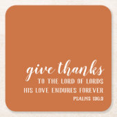 Verbrand Sinaasappel geeft Bedankt Thanksgiving Vierkante Kartonnen Onderzetter (Voorkant)