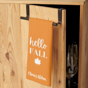 Verbrand Sinaasappel Hallo Herfst Persoonlijke naa Theedoek