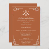 Verbrand Sinaasappel Monogrammen en Pijlen Repetit Kaart (Voorkant / Achterkant)