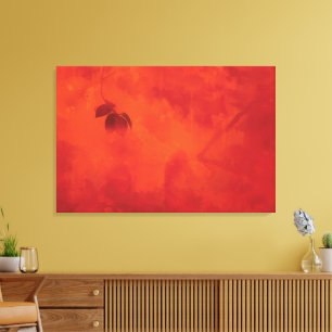 Verbrand Sinaasappel Persimmon Leaf Abstract Autum Canvas Afdruk