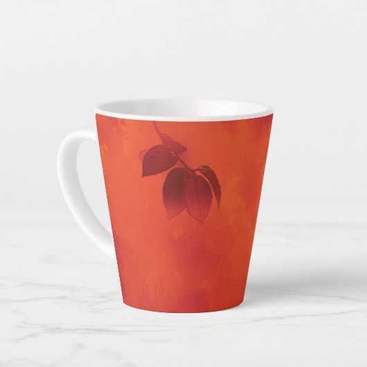 Verbrand Sinaasappel Persimmon Leaf Abstract Autum Latte Mok (Linkerhoek)