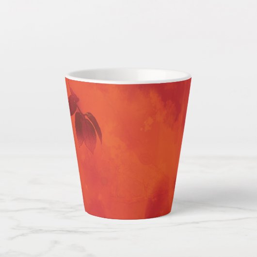 Verbrand Sinaasappel Persimmon Leaf Abstract Autum Latte Mok (Voorkant)