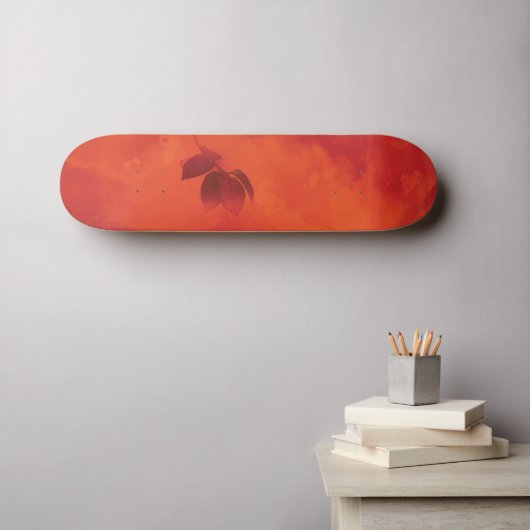 Verbrand Sinaasappel Persimmon Leaf Abstract Autum Skateboard (Muurkunst (Horizontaal))