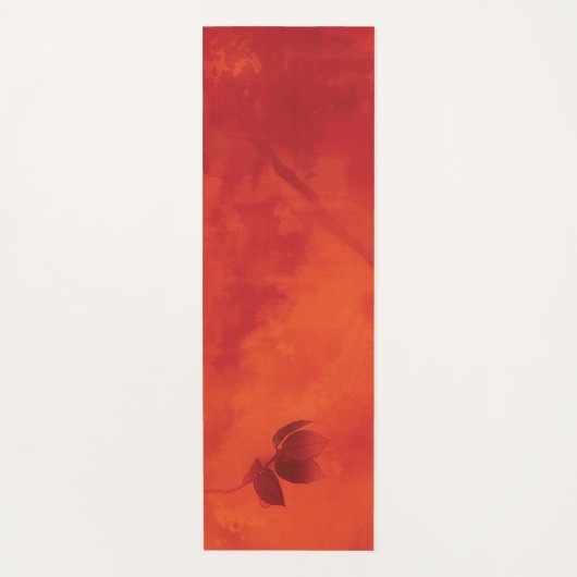 Verbrand Sinaasappel Persimmon Leaf Abstract Autum Yogamat (Voorkant)