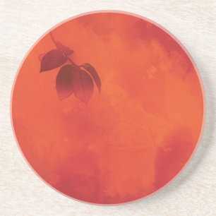 Verbrand Sinaasappel Persimmon Leaf Abstract Autum Zandsteen Onderzetter