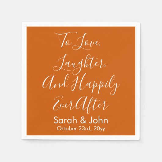 Verbrand Sinaasappel Personaliseer Script bruiloft Servet (Voorkant)