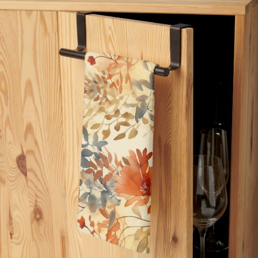 Verbrand Sinaasappel, rokerige Indigo Abstracte Bl Theedoek (Derde Gevouwen)