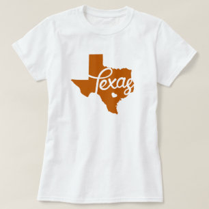 Verbrand Sinaasappel Texas Heart T-shirt
