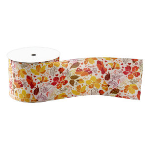 Verbrand Sinaasappel Tropische Hibiscus Bloemen Hu Grosgrain Lint
