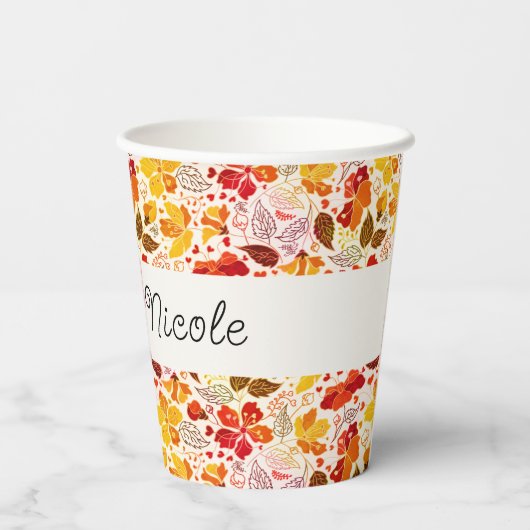 Verbrand Sinaasappel Tropische Hibiscus Bloemen Hu Papieren Bekers (Achterkant)