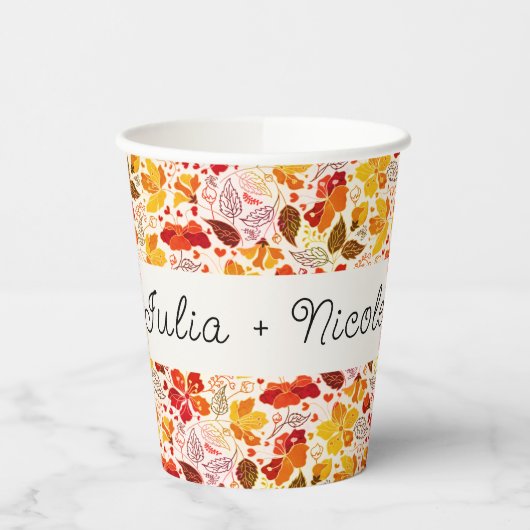 Verbrand Sinaasappel Tropische Hibiscus Bloemen Hu Papieren Bekers (Links)