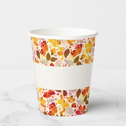 Verbrand Sinaasappel Tropische Hibiscus Bloemen Hu Papieren Bekers (Rechts)