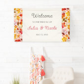 Verbrand Sinaasappel Tropische Hibiscus Bloemen Hu Spandoek (Insitu)