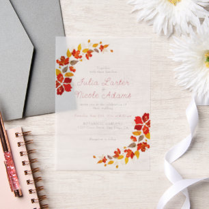 Verbrand Sinaasappel Tropische Hibiscus Bloemen Hu Vellum Uitnodigingen