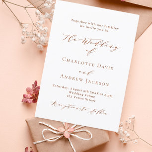 Verbrand sinaasappel wit script modern luxe bruilo kaart