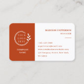 Verbrand Sinaasappel Witte Logo QR Code Minimalist Visitekaartje (Voorkant)