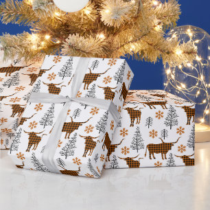 Verbrand Sinaasappel Zwart Buffel Plaid Longhorn P Cadeaupapier