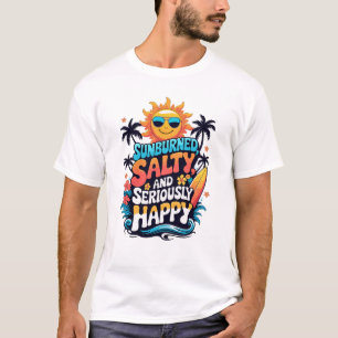 Verbrand, Zout en Gelukkig – Retro Strand Vibe T-shirt