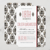 Verbrandde Damask 18e Birthday Party Kaart (Voorkant / Achterkant)