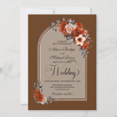 Verbrandde Oranje Floral Arch beige Terracotta Wed Kaart (Voorkant)