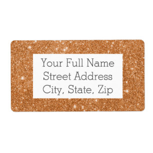 Verbrandde Oranje glitter Sparkles Etiket