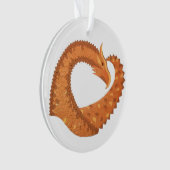 Verbrandde oranje hartdraak op wit ornament (voorkant)