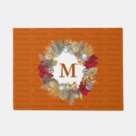Verbrandde Oranje MONOGRAM Decoratief kerstgeschut Deurmat (Voorkant)