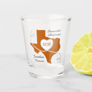 Verbrandde Oranje Texas Curling Ribbon Weduwdatum Shot Glas