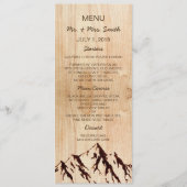 Verbrande Berg in Hout Rustieke Bruiloft Menu (Voorkant)