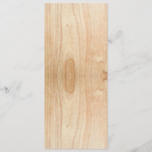 Verbrande Berg in Hout Rustieke Bruiloft Menu (Achterkant)