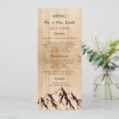 Verbrande Berg in Hout Rustieke Bruiloft Menu (Staand voorkant)