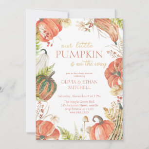 Verbrande Herfst Pompoen Herfst Bloemen Baby showe Kaart