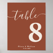 Verbrande Orang Boho Wildflowers Trouwtafel Nummer Poster (Voorkant)