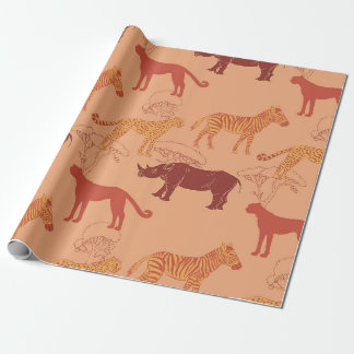 verbrande Oranje Afrikaanse dieren Cadeaupapier