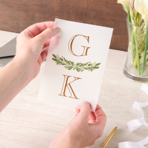 Verbrande Oranje bessen Sprigs Monogram bruiloft o Vellum Uitnodigingen