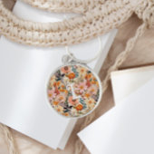 verbrande Oranje bloemmonogram Sleutelhanger