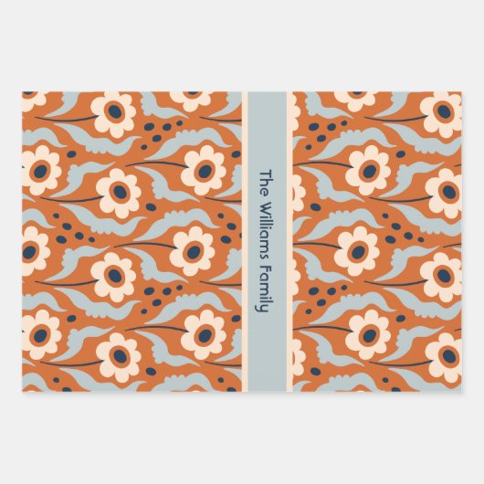 Verbrande Oranje eibloemen aangepaste naam Inpakpapier Vel (Voorkant)