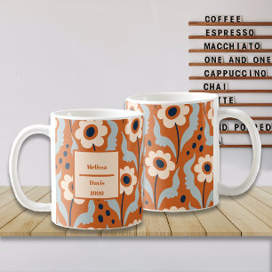 Verbrande Oranje eibloemen aangepaste naam Koffiemok