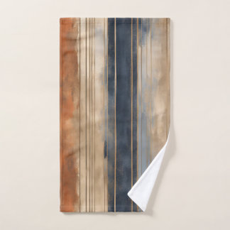 Verbrande Oranje Navy Dusty Blue Distressed Stripe Bad Handdoek