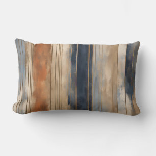 Verbrande Oranje Navy Dusty Blue Distressed Stripe Kussen